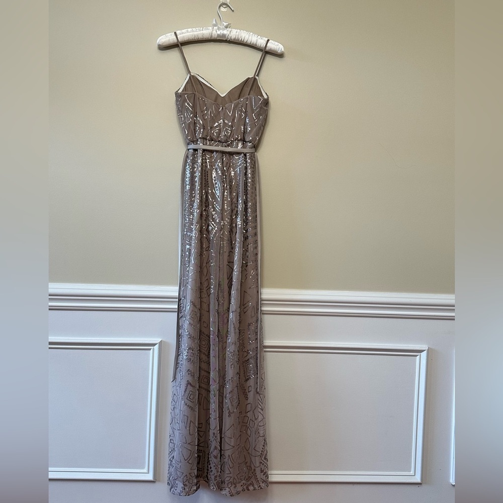 Angelina Faccenda Taupe gown formal dress Size 4 style# 20477 Pre worn - Picture 5 of 8